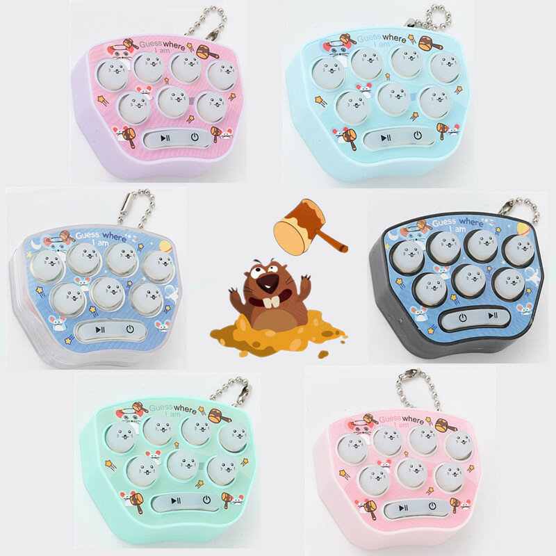 Mini Pocket Toy Keychain Whack-a-Mole Kawaii Cartoon Plastic Ornament Gift Video Game Machine Antistress Gift for Kids Adults