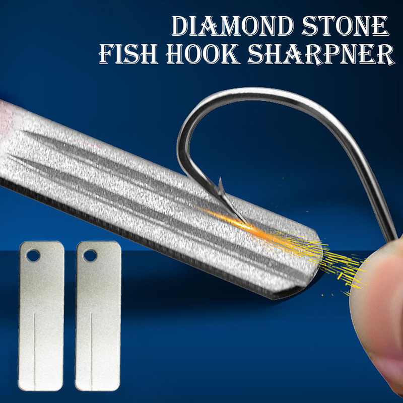 Affilacoltelli per amo da pesca portatile in pietra diamantata amo per affilare strumenti coltello portachiavi in pietra per affilare per accessori per la pesca all'aperto
