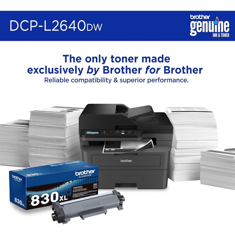 DCP-L2640DW 무선 컴팩트 흑백 다기능 레이저 프린터, 복사 및 스캔, 듀플렉스, 모바일, 블랙