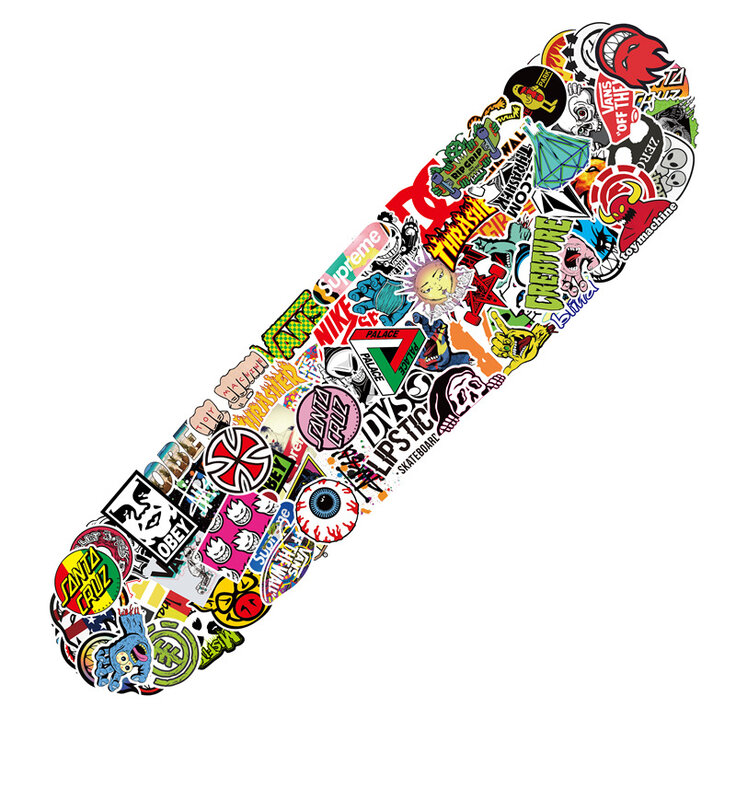 10/100 buah stiker Logo merek kartun stiker grafiti Skateboard klasik untuk DIY stiker sepeda papan luncur Laptop bagasi