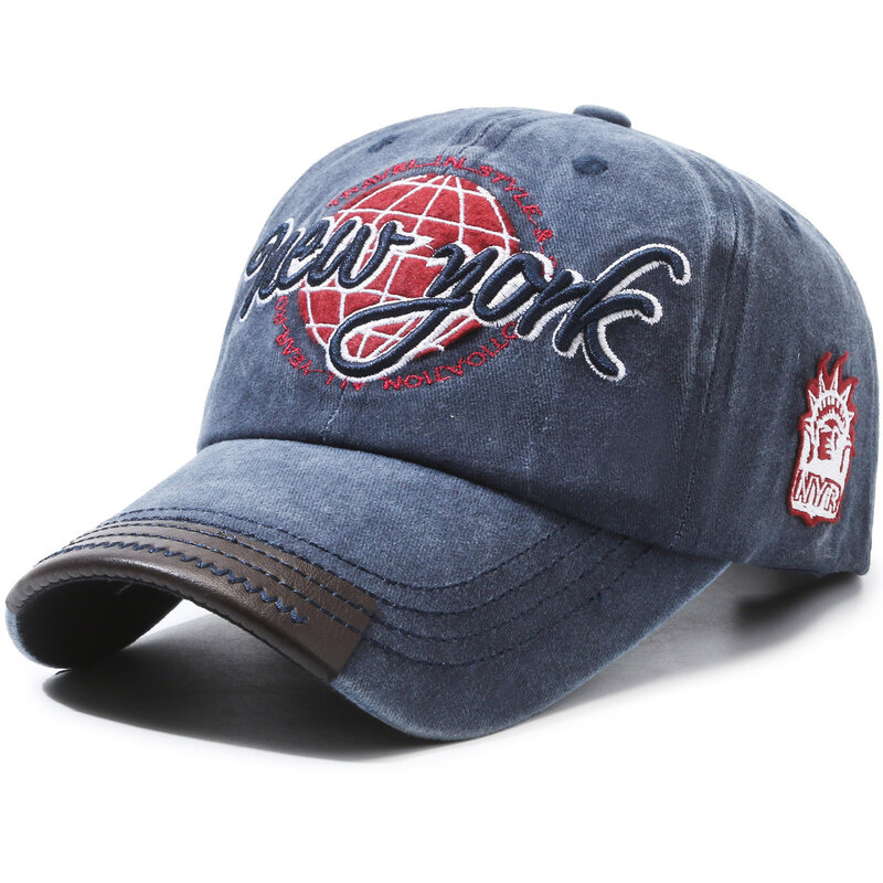 Topi bisbol santai luar ruangan uniseks, topi bisbol dicuci kain dengan bordir huruf lama, topi pasangan Retro serbaguna 2024