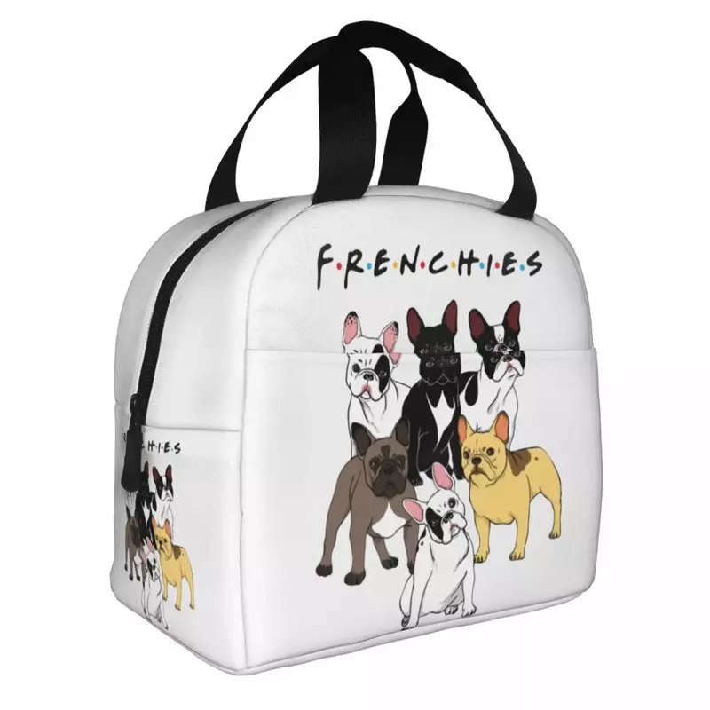 FRENCHIES Friends Insulated Lunch Bag Leakproof Funny Bulldog Dogs Reusable Thermal Bag Tote Lunch Box Picnic Food Storage Bags