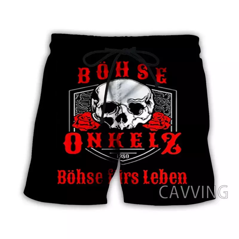 CAVVING-Shorts de praia casuais para homens e mulheres, banda rock impressa em 3D, shorts de suor, streetwear verão, U01