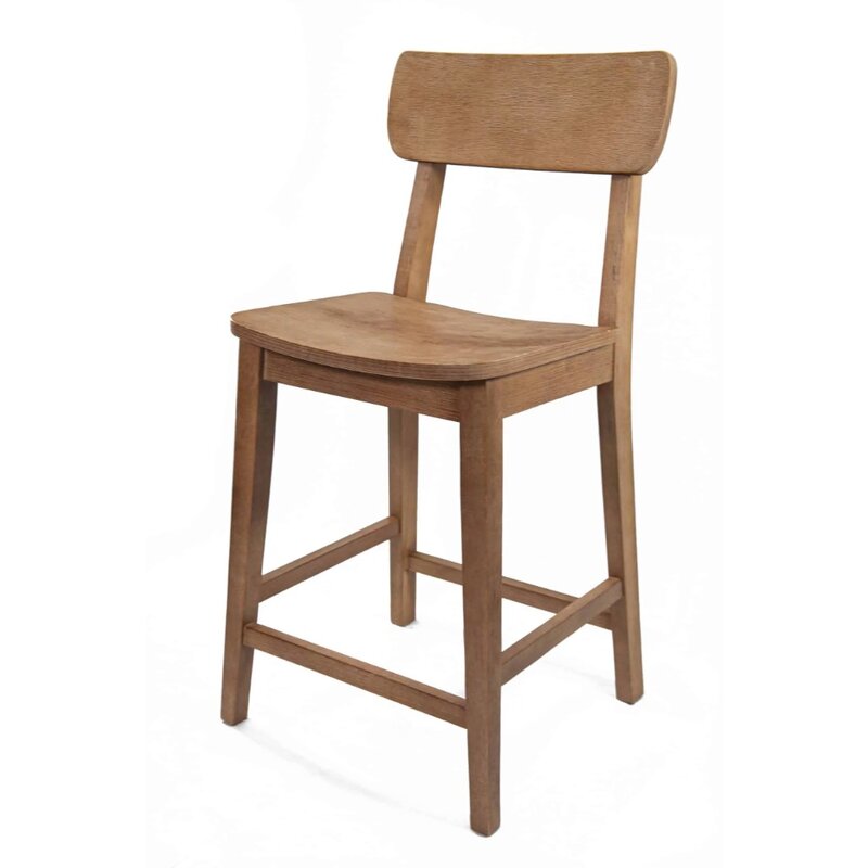 Boraam Torino Counter Height Open High Back Stationary Wood Counter Stool, Barnwood Wire-Brush Finish，strong and Sturdy