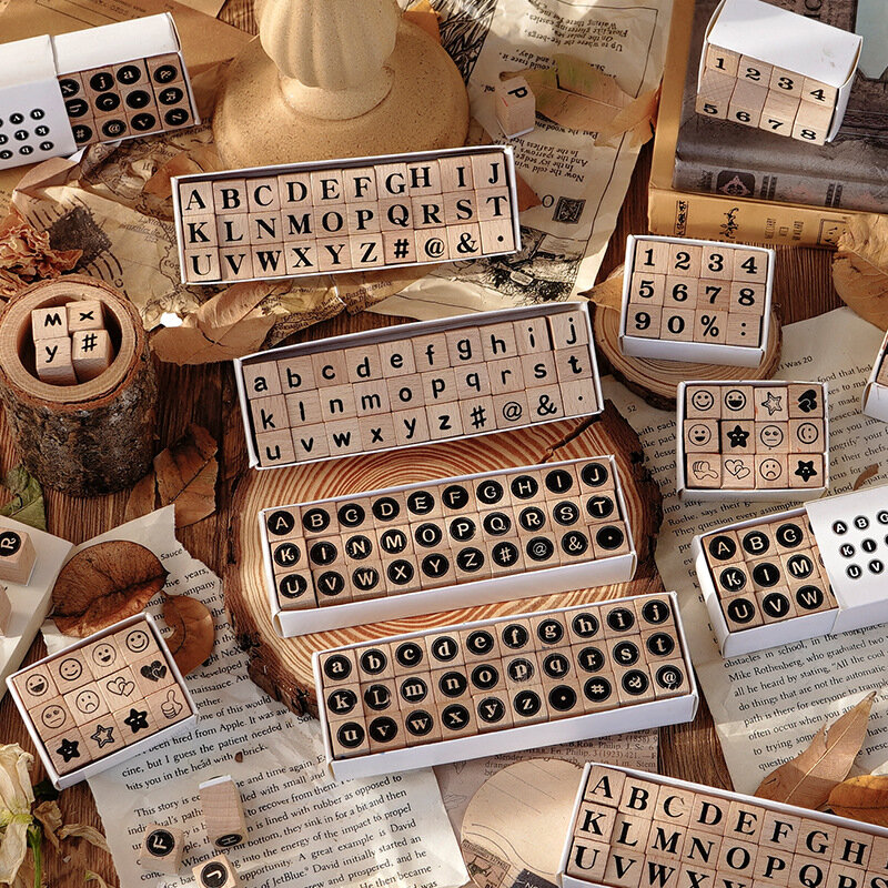 アルファベットの文字,28個,木製スタンプセット,クリエイティブカード作成用,プランナー,スクラップブッキング