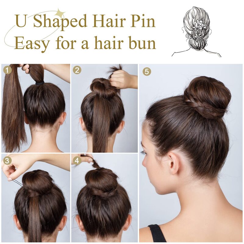50PCS U Shaped Hair Pins Black Wave Bobby Pin Hair Bobby Pins for All Hair Types Hair Accessories for Women Lady Girls 5/6/7CM