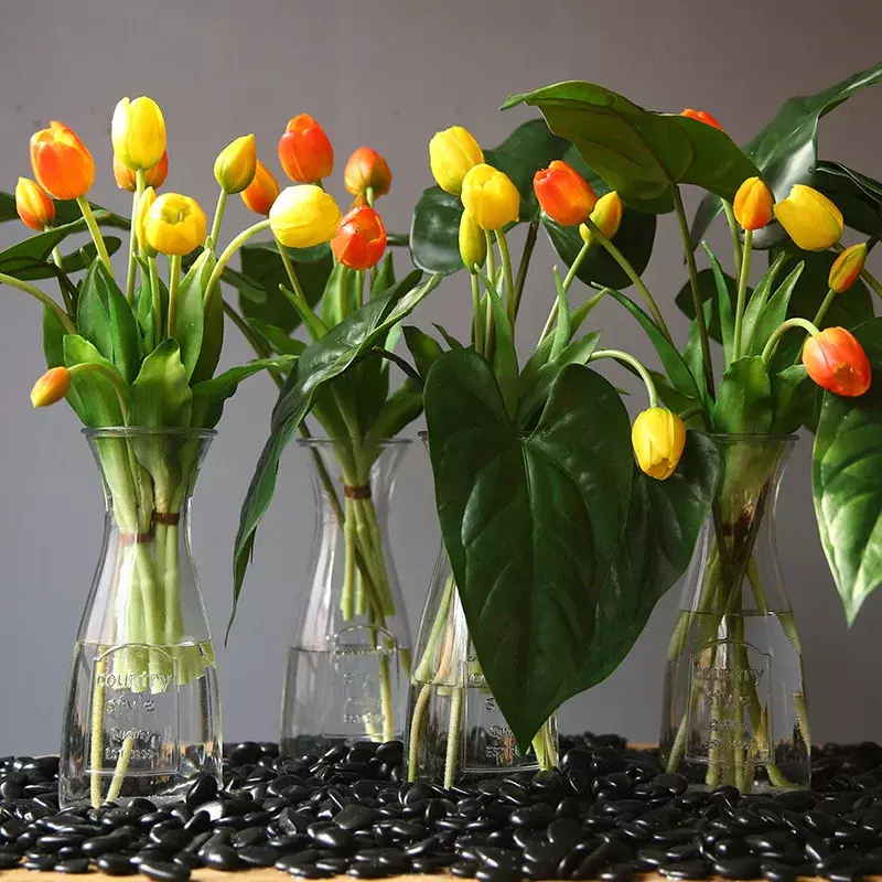 Tulipano a cinque teste idratante di alta qualità Nordic Indoor Bouquet realistico simulazione fiore decorazione della casa di nozze