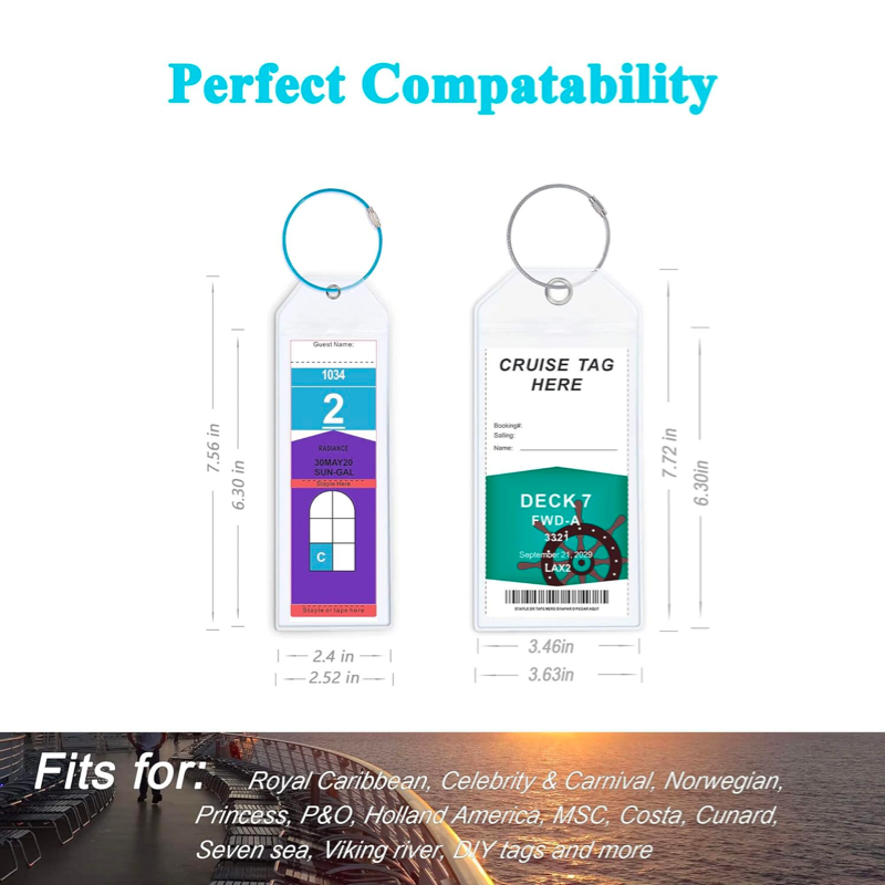 Wide and narrow combination Cruise Tags Luggage Tag Holders  Universal Cruise label Zip Seal Reusable