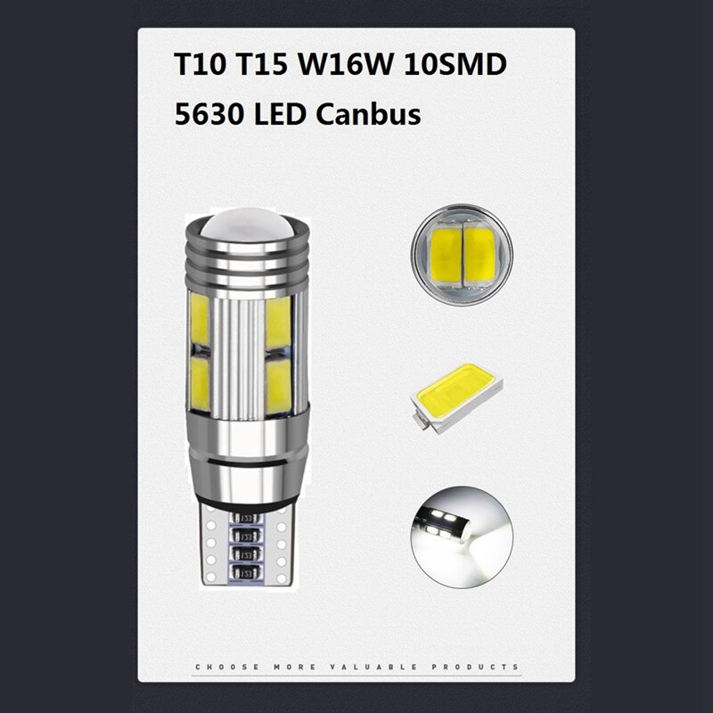 4PCS W5W T10 12V 6000K 5630 10 SMD Car LED Bulb Canbus License Plate Wedge Side Turn Singal Light Super Bright White