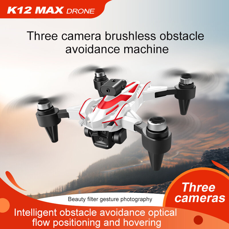 Profissional K12 Max GPS Drone, 8K HD Triple Camera, Evitar Obstáculos Inteligente, sem escova, Quadcopter Dobrável, RC 9000m, Novo