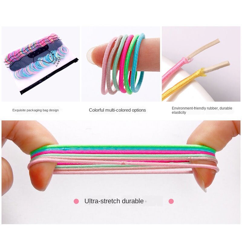 200/500pcs/Bag Girls Cute Colorful Basic Elastic Hair Bands Ponytail Holder Children Scrunchie Rubber Band Kids Hair Accessories