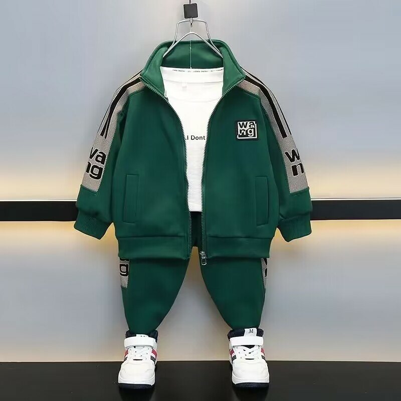 Boys' Autumn Suit New Spring and Autumn Suit Children's Baby Casual Jacket Pants Handsome Boys' Sports Two Piece Set