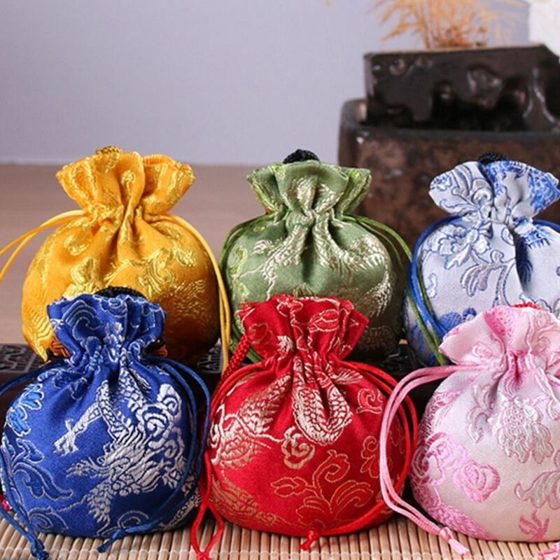 Chiński styl saszetka Retro wzór smoka wiszące torby do przechowywania przenośny do samochodu wisząca dekoracja kobiet ozdoba do torby