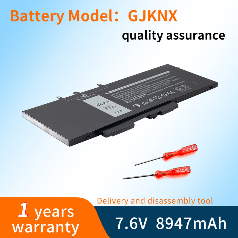 BVBH-Batterie GJKNX pour ordinateur portable, pour DELL Latitude E5480, 5580, 5490, 5590, pour DELL Precision M3520, M3530, GD1JP, 7.6V, 68WH