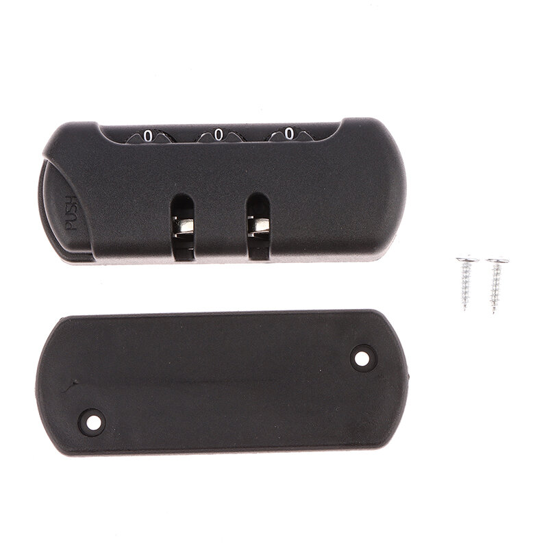 Combinação de plástico preto Cadeado, Bagagem Suitcase Code, Anti-Theft Fixed Lock, Cadeado de 3 dígitos, Acessórios Bag Pull Chain