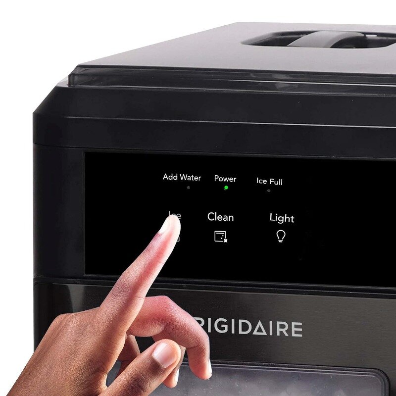 Frigidaire EFIC237 Countertop Crunchy Chewable Nugget Ice Maker, 44lbs per day, Auto Self Cleaning, Black Stainless