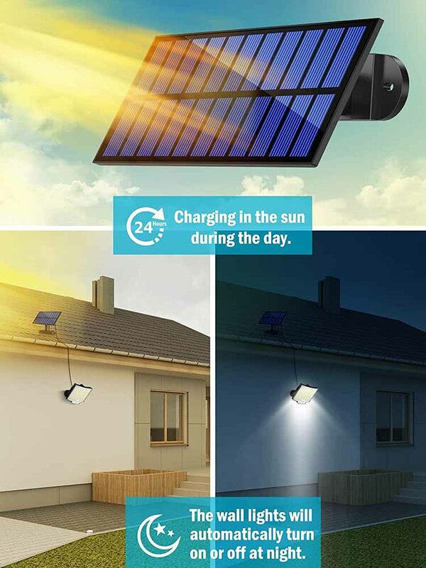 106LED luce solare esterna impermeabile con sensore di movimento proiettore telecomando 3 modalità per Patio Garage Backyard