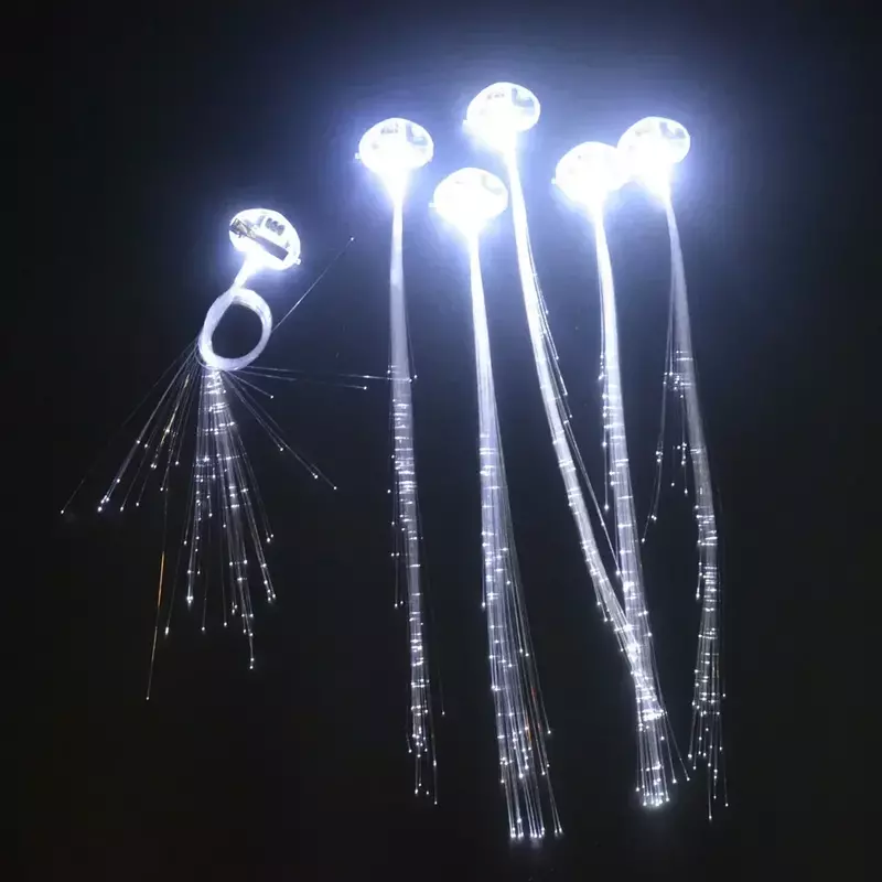 50 szt. LED na imprezę z białym światłem światłowodowym spinka do klamry do włosów jedwabne warkocze prezent urodzinowy świąteczny nowy rok