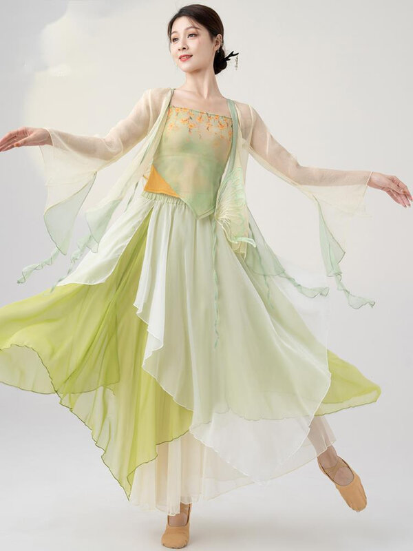 Disfraz de danza clásica para mujer, traje de actuación elegante, Charm corporal, gasa de mariposa