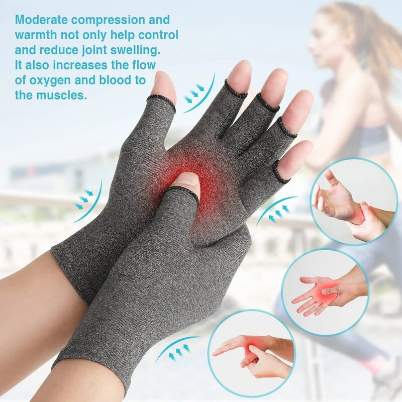 1 Paar Artritis Compressiehandschoenen Voor Het Verlichten Van Reumatoïde Artritis, Carpale Tunnel, Gewrichtspijn, Open Vingerloze Handschoen, Polsondersteuning