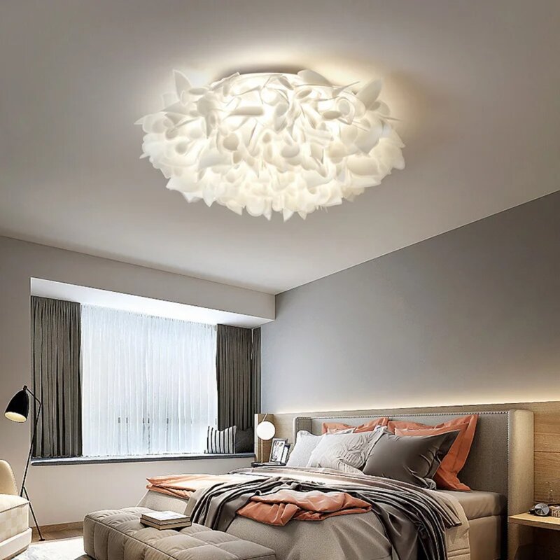 Plafonnier LED à fleurs blanches télécommandées, lampe suspendue, gradation romantique, chambre à coucher, restaurant, salon, décoration d'intérieur