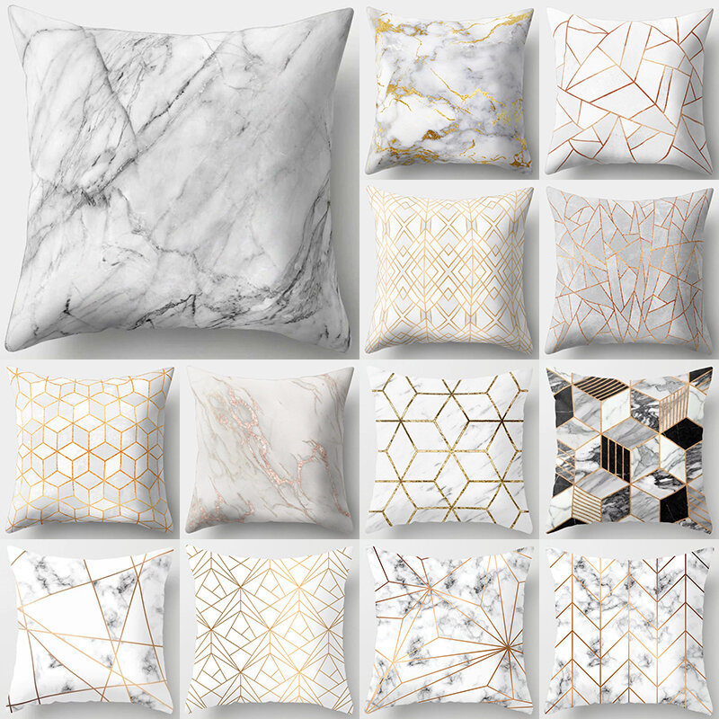 Breve marmo geometrico divano decorativo fodera per cuscino cuscino federa in poliestere cuscino per decorazioni per la casa federa