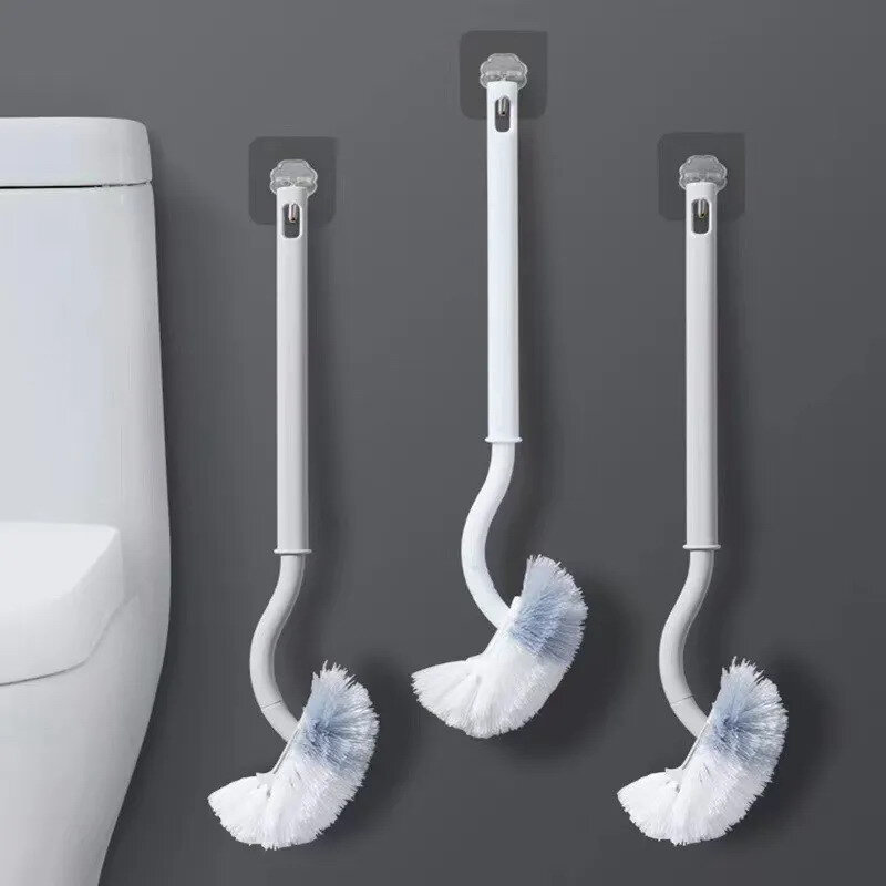 Wall-Mounted S-Shaped Toilet Brush No Dead Corner Cleaning Brush Toilet Cleaning Brush Bathroom Accessories