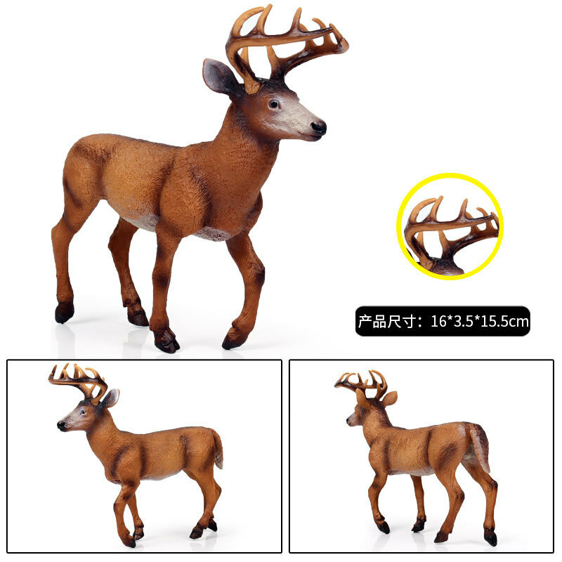 Simulación sólida del mundo de la vida silvestre, modelo grande de ciervo de cola blanca, Navidad, alce, modelo para niños, decoraciones de juguete