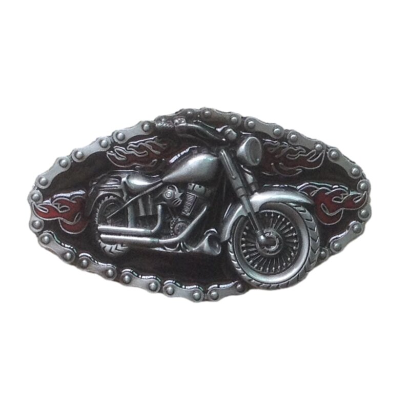 Hebilla cinturón con patrón motocicleta en relieve creativo, componentes reemplazo, hebilla cinturón estilo Western