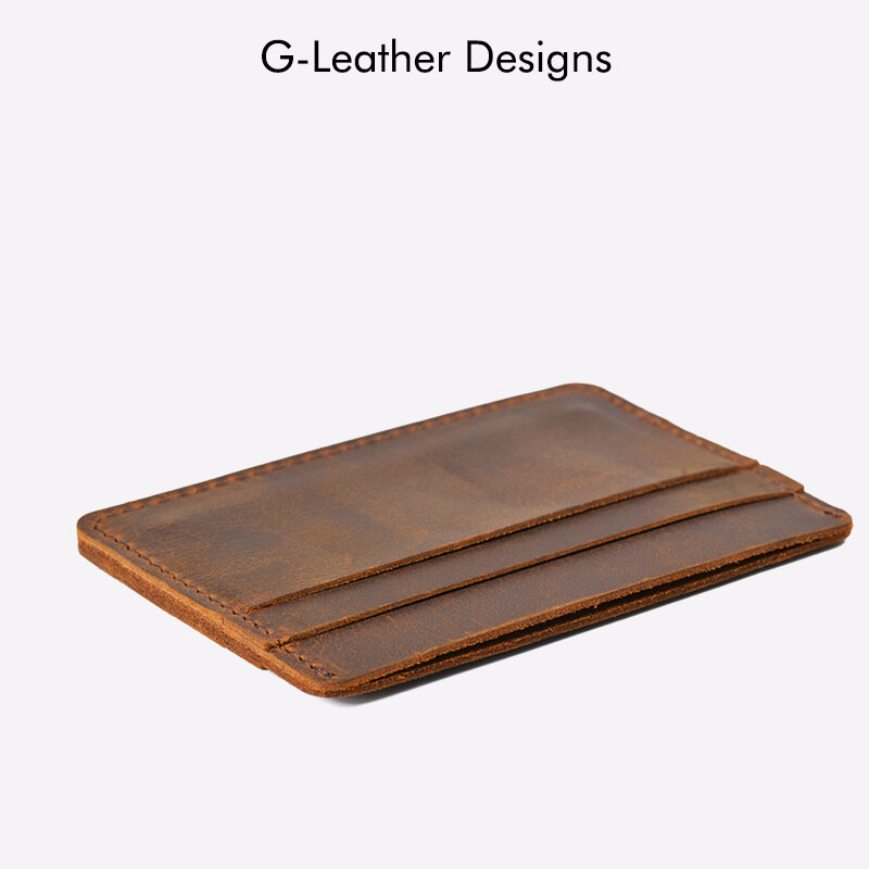 Genuine Leather Men Card Holders Cases Vintage Crazy Horse Leather Business Credit Card Wallet