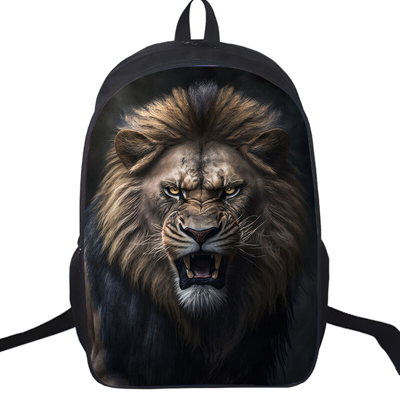 16 pollici Angry Lion zaino animali Elephant Wolf School Bag adolescente Bookbag di alta qualità zaino per bambini zaino per Laptop da uomo
