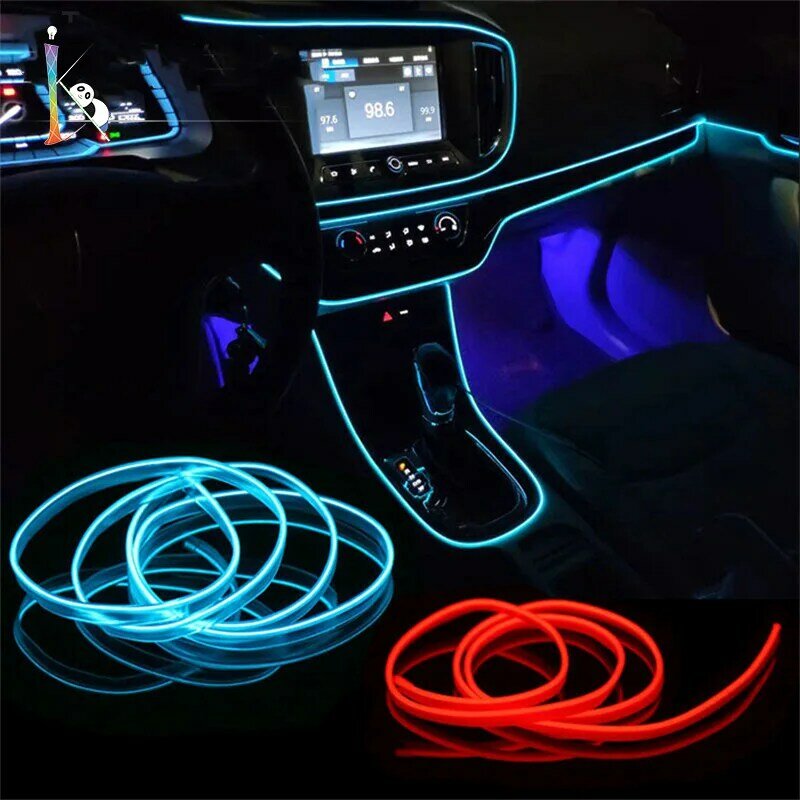5M/4M/3M/2M/1M dekoracja taśmy oświetleniowe LED wnętrza samochodu elastyczna neonowe światła lampa samochodowa 12V uniwersalna oświetlenie otoczenia samochodowa