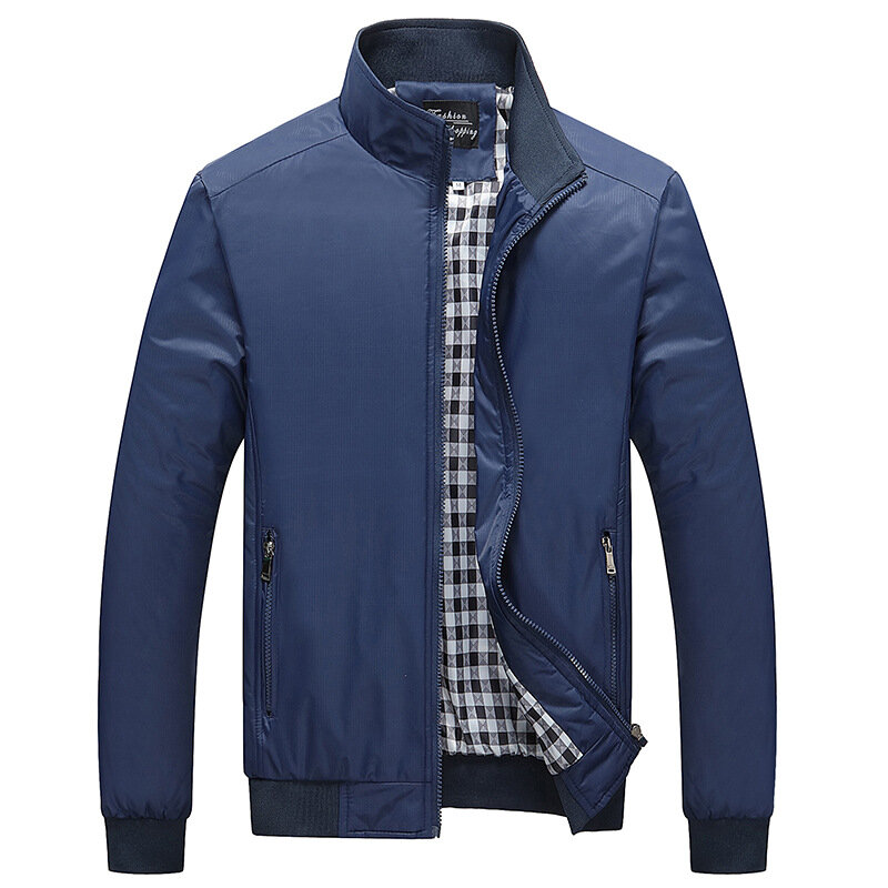 Jaqueta casual com gola Stand masculina, casaco extragrande, Casacos finos, Streetwear monocromático, roupas plus size, 8XL, AF5518