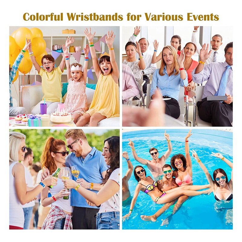 600 PCS Neon Colored Wristbands For Events, Synthetic Paper Waterproof Lightweight Activity Identification Wristbands
