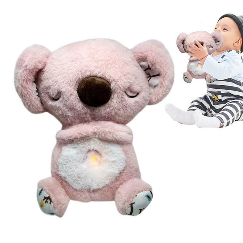 Koala Bear Stuffed Animal Breathing Kids Soother Sound Machine With Music Lights Bedtime Musical Soothe Snuggle Koala For Boy &