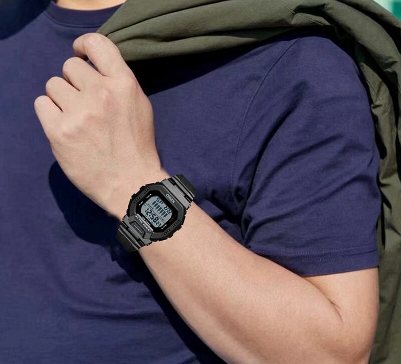Часы наручные цифровые для мужчин и женщин, спортивные многофункциональные водонепроницаемые с силиконовым ремешком, синие