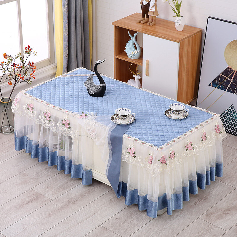 Taplak meja persegi panjang renda kain sederhana Modern, taplak meja kopi beludru Italia rumah