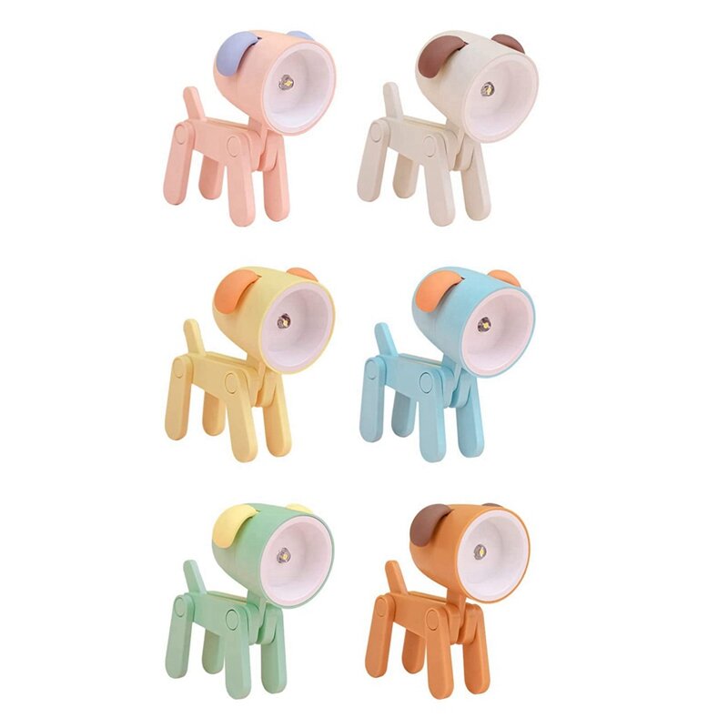6 Piece Mini Night Light For Kids As Shown Plastic Cute Little Lamp Dog Shape Portable Reading Book Lamps For Night Study Travel