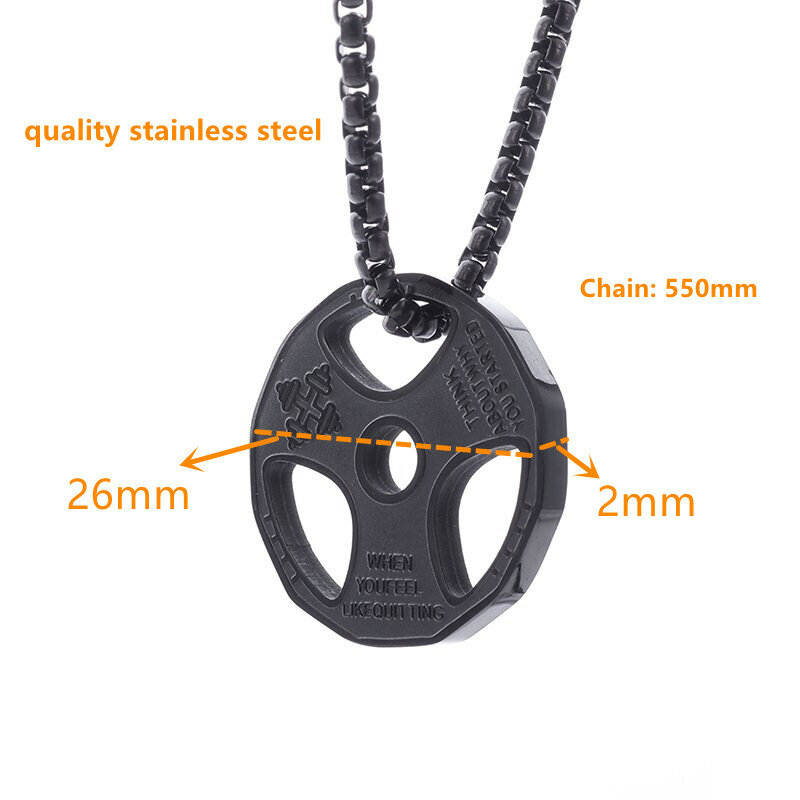 Titanium Steel Dumbbell Pendant Gym Fitness Equipment Barbell Necklace Domineering Muscular Men Fitness Leisure Sports Jewelry