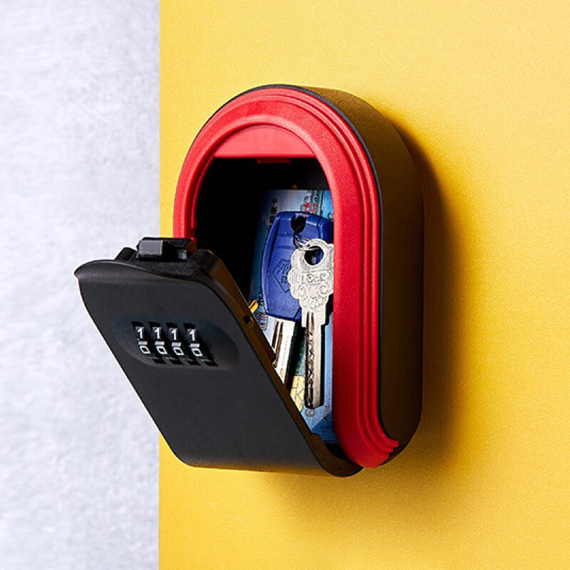 Almacenamiento de llaves de montaje en pared, caja de seguridad secreta, organizador, combinación de 4 dígitos, contraseña, código de seguridad, sin llave, hogar