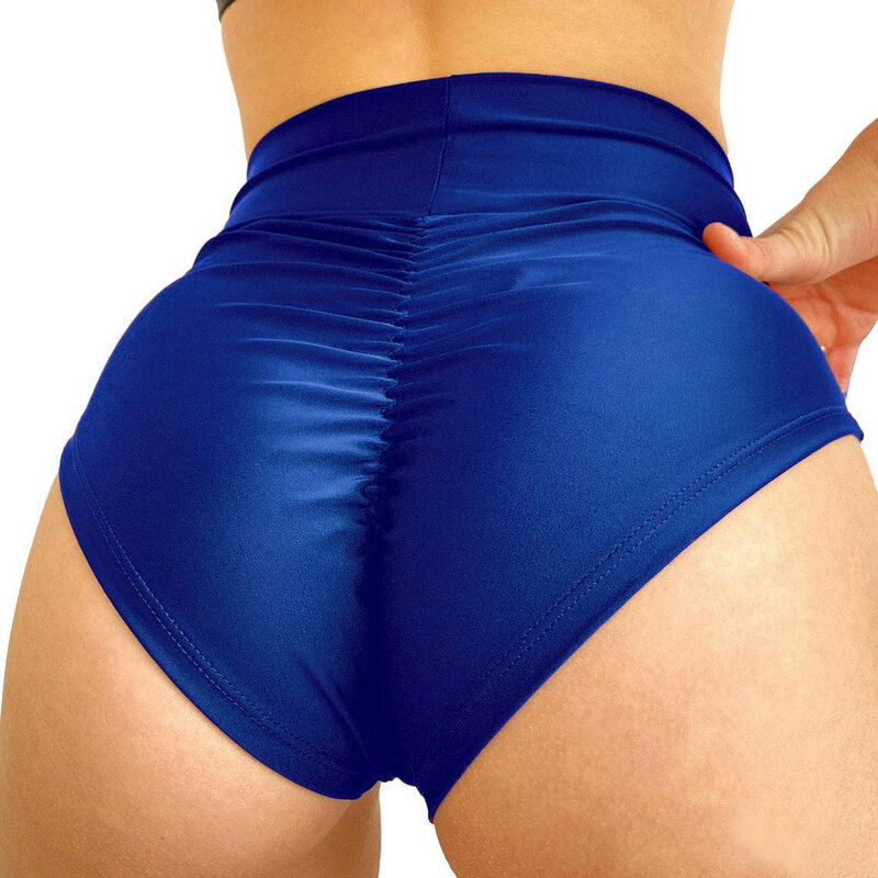 Pantalones cortos de entrenamiento de cintura alta para mujer, pantalones cortos de baile con realce de cadera, espalda fruncida, ropa Sexy para discoteca