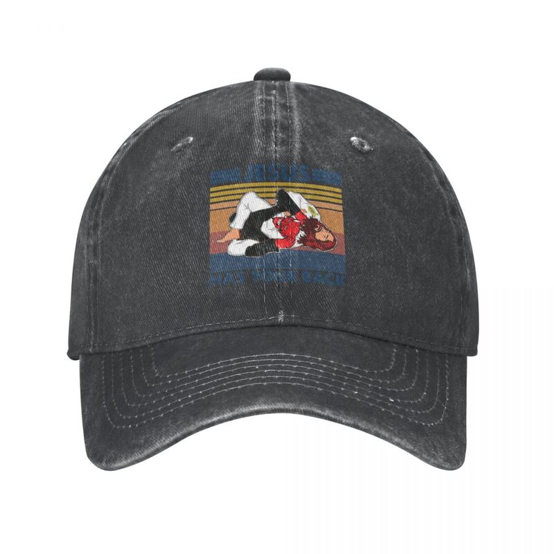 Jiu Jitsu Jesus Has Your Back Men Women Baseball Cap Distressed Denim Hats Cap Fashion Outdoor Summer Adjustable Snapback Cap