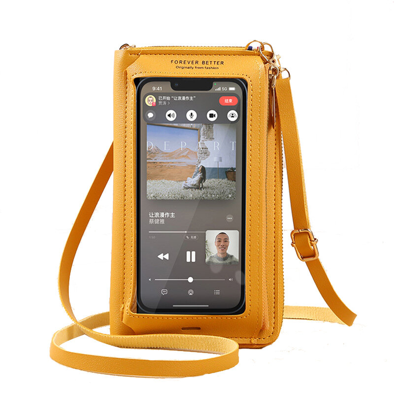 Telefon z ekranem dotykowym torba Crossbody torby kobiety RFID wielofunkcyjny portfel na ramię Mini damska torba mobilna etui z miejscem na karty nowość