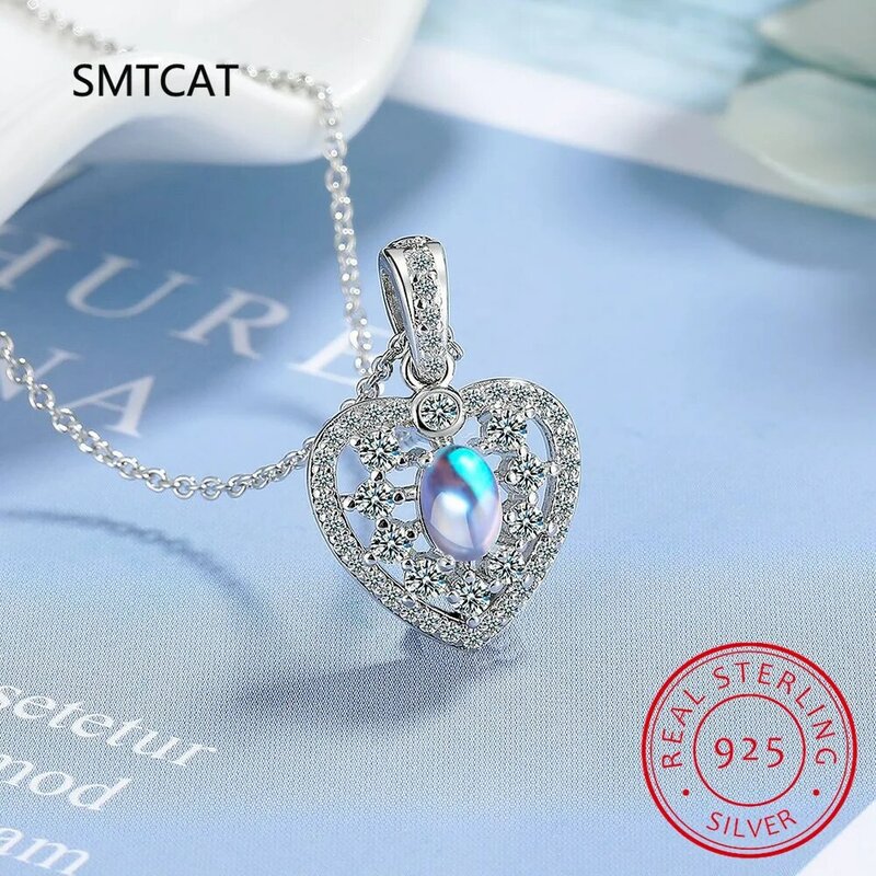 قلادة بدلاية على شكل قلب من الزركون الفضي الحقيقي للنساء ، مجوهرات راقية كلاسيكية ، إكسسوارات هندسية