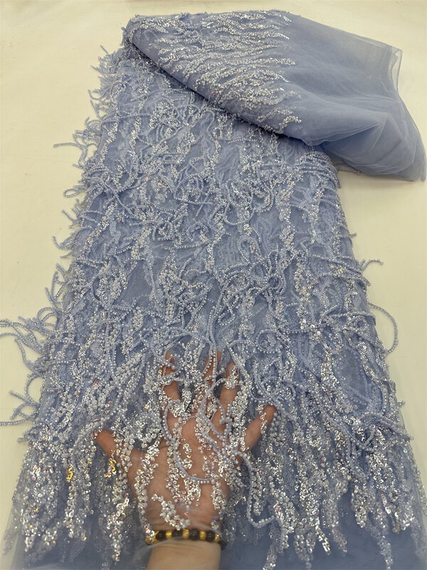 Luksusowy afryki Groom cekinowa koronka tkaniny wysokiej jakości 2023 ciężkie hafty z koralików francuski tiul koronka ślub nigeryjski QF0655