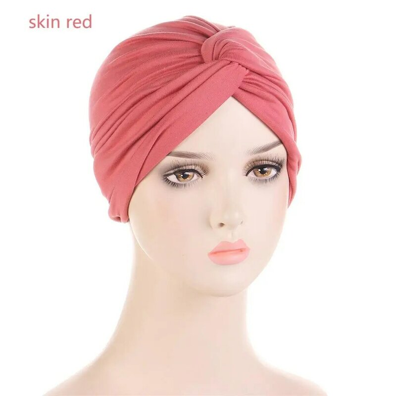 Mulheres muçulmanas cruz plissado quimio sono turbante hijab bonnet headwear cachecol gorro chapéu para câncer paciente perda de cabelo acessórios