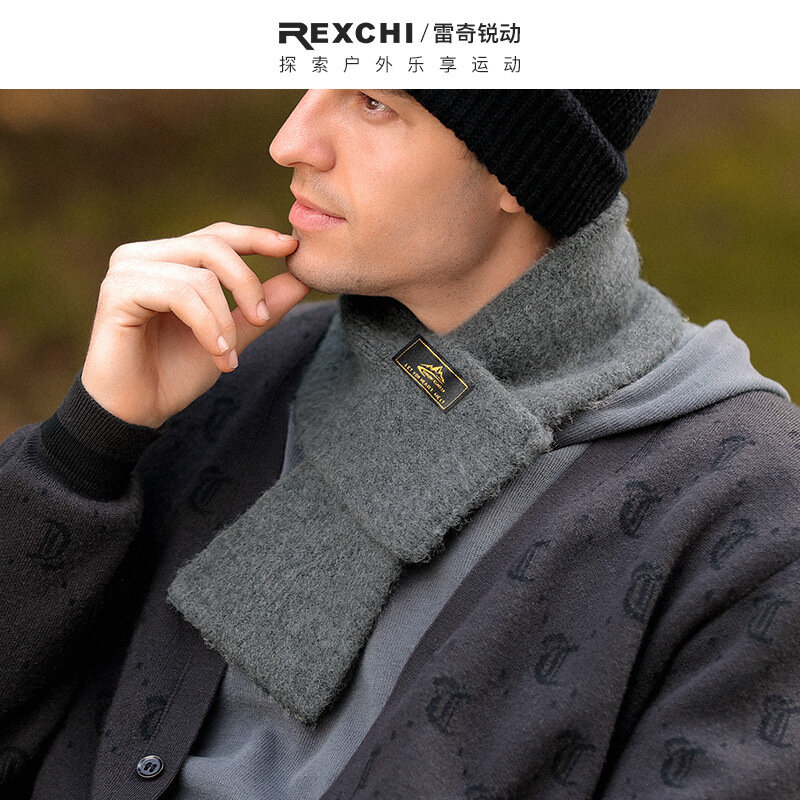 Autumn Winter Fashion Light Luxury Men's Scarf Imitation Mohair Skincare Warm Solid Color Trend Versatile Woolen Knitted Scarf