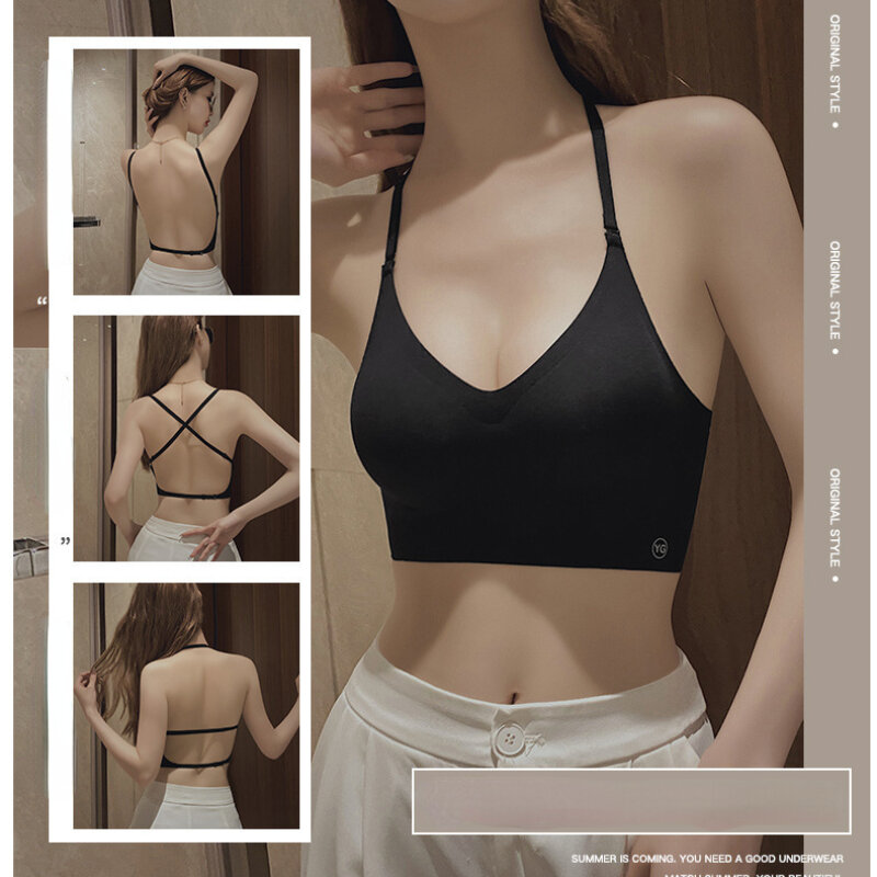 Summer Thin Sexy U-shaped Back Lingerie Female Inner Wear Undershirt Without Trace Backless Triangle Cup Polymerization Bra New