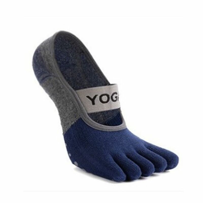 Kaus kaki Yoga Anti selip, kaus kaki olahraga katun nyaman, kaus kaki Pilates punggung Terbuka lima jari untuk wanita