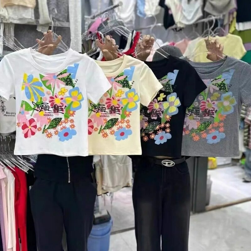 Zomerprint Trui T-Shirts Dames Stijlvolle Streetwear Chique T-Shirts Met Korte Mouwen En Ronde Hals Dames Truien Shirts